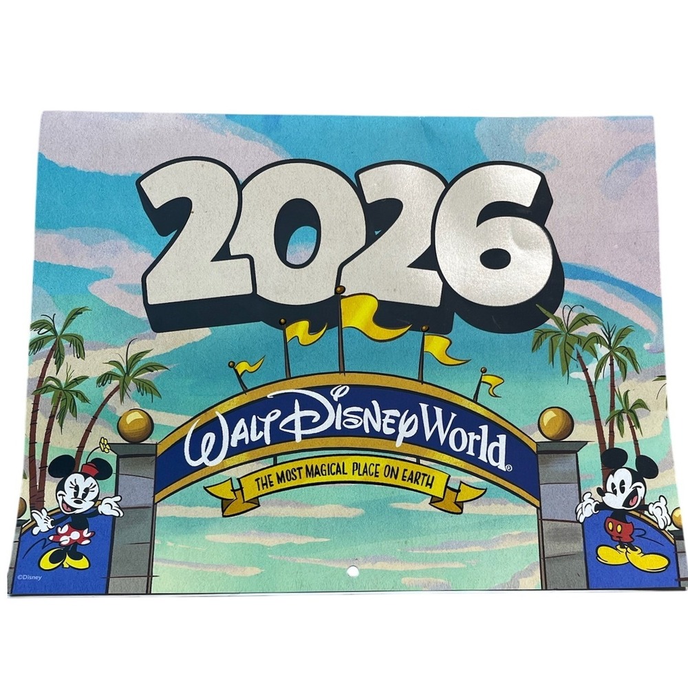 Disney World 2026 Annual Passholder Wall Calendar Mickey‎ Stitch Monorail Map